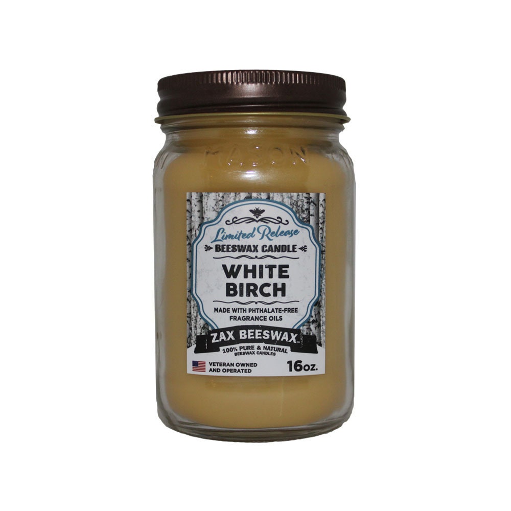 White Birch Scented Beeswax Mason Jar Candle | 16 Oz - Etsy