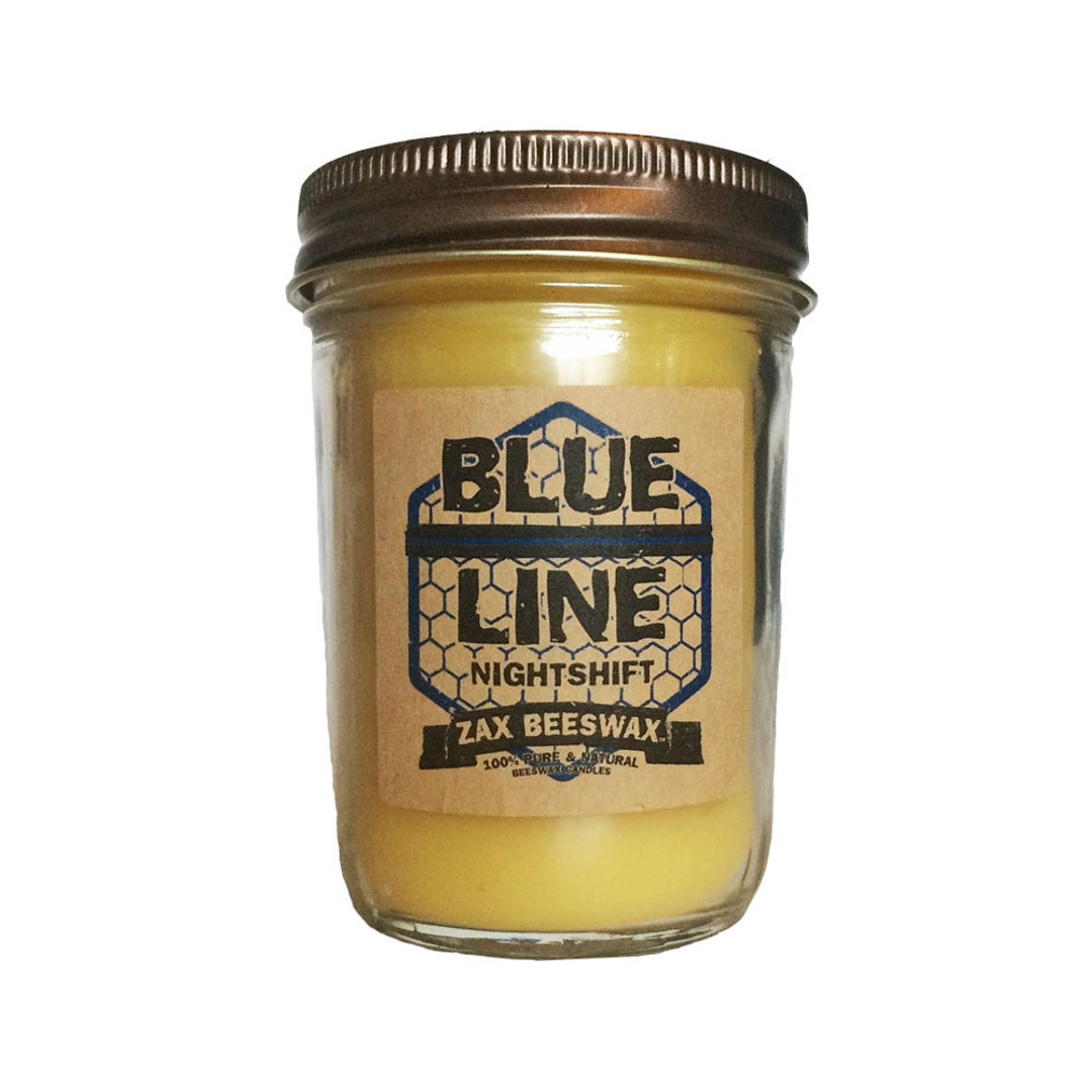 Blue Line Night Shift Scented Beeswax Mason Jar Candle | 8 Oz - Etsy