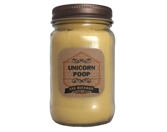 Unicorn Poop Scented Beeswax Mason Jar Candle | 16 oz