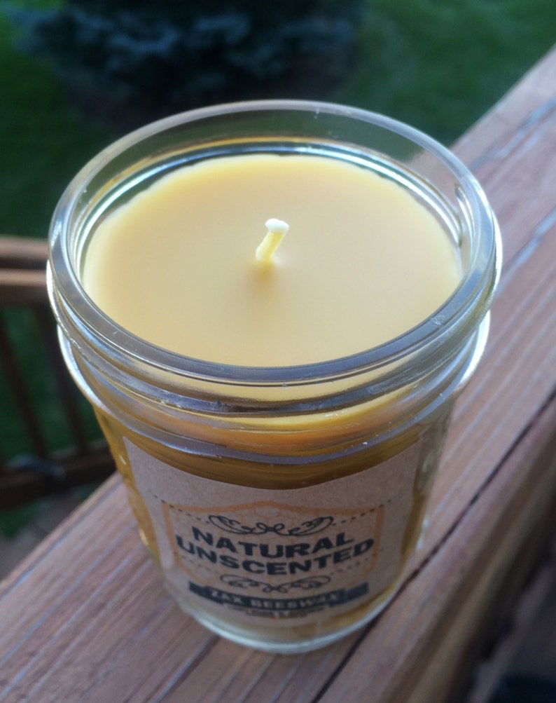 Pure Beeswax Mason Jar Candle 8 Oz Etsy