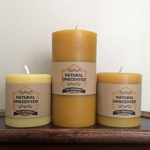 100% Pure Beeswax 3X6 Pillar Candle Smooth image 4