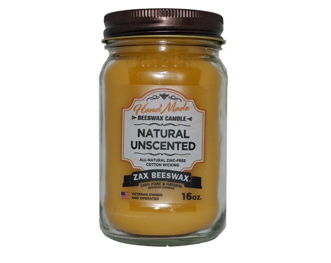Pure Beeswax Mason Jar Candle 16 Oz - Etsy