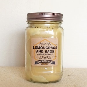 Lemongrass & Sage Aromatherapy Beeswax Mason Jar Candle | 16 oz