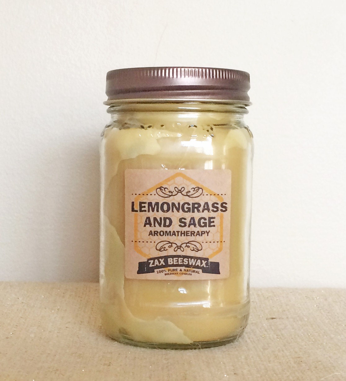 Lemongrass & Sage Aromatherapy Beeswax Mason Jar Candle | 16 Oz - Etsy
