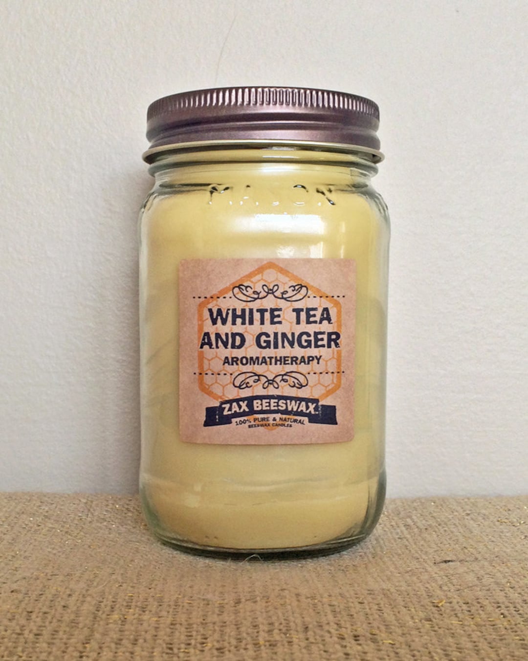 16oz White Tea & Ginger Aromatherapy BEESWAX Mason Jar Candle - Etsy