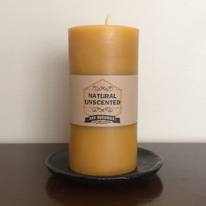 100% Pure Beeswax 3X6 Pillar Candle Smooth image 1