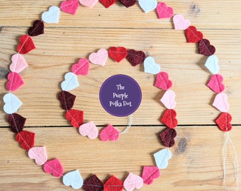 Valentine's day felt heart mini garland wedding decor