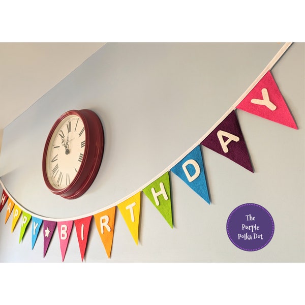 Felt Happy Birthday Bunting Banner Garland Rainbow