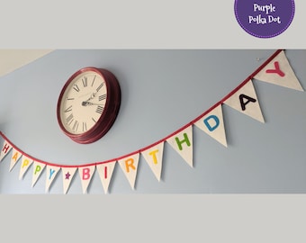 Felt Happy Birthday Bunting Banner Garland Rainbow