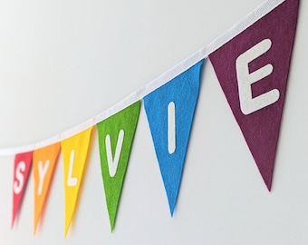 Personalised Rainbow Felt Bunting | Custom Handmade Name Banner