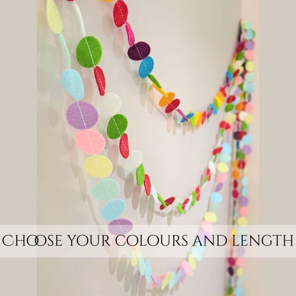Custom Felt Circle Garland in Your Choice of Colours and Lengths