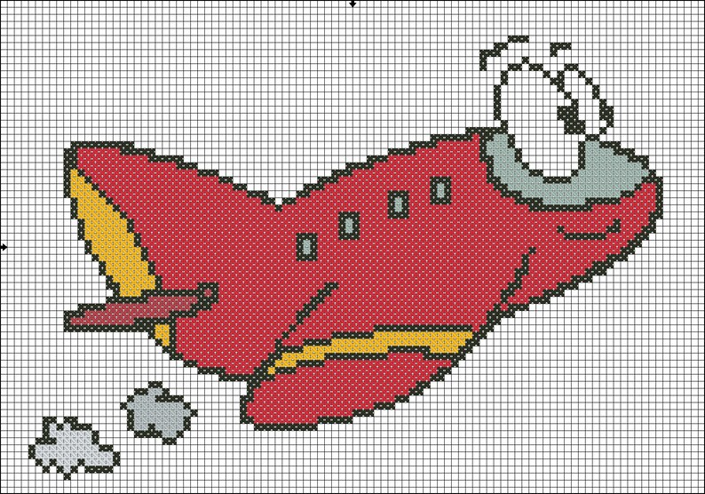 Kid Airplane Counted Cross Stitch Chart Pattern Pattern Etsy