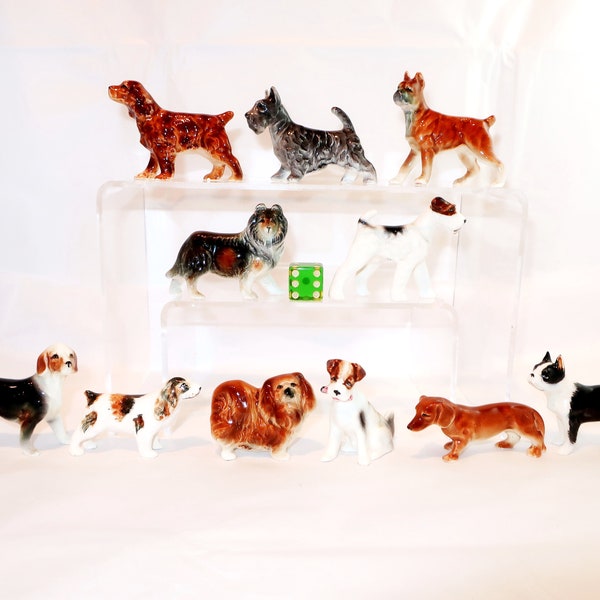 VINTAGE PEDIGREE DOG Miniature Ceramic Japan CHOiCE Irish Setter Scottish Terrier Collie Airdale Beagle Pekingese Boston Collector Love Gift