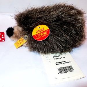 1985 STEIFF JOGGI HEDGEHOG # 070501 Retired Soft Plush Vintage Original Button in Ear Paper Tags Attached Girl Boy Collector Lover Gift