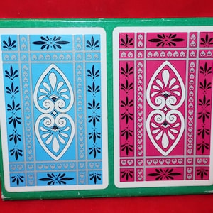 New BLACKSTONE STYLIZED HEART Red Blue Design Vintage Plastic Coated Playing Cards Double Deck Bridge Poker Cellophane Seal Set Lover Gift