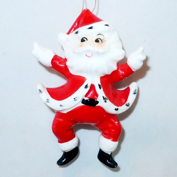 SANTA CLAUS ORNAMENT Vintage Christmas Ceramic McM Made in Japan Kitsch Decor Happy Jolly Mini Napco Holt Howard Santa Collector Lover Gift