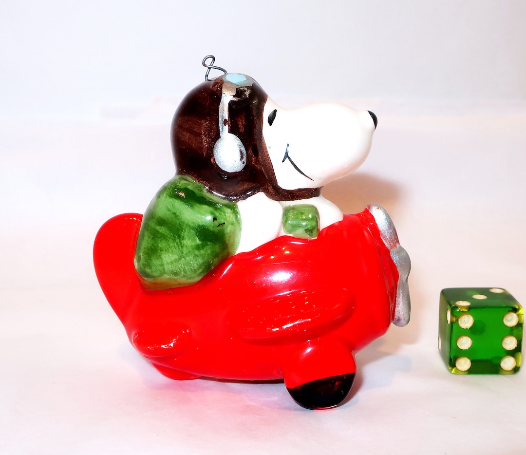1965 SNOOPY in RED PLANE Red Baron Christmas Ceramic Ornament Etsy