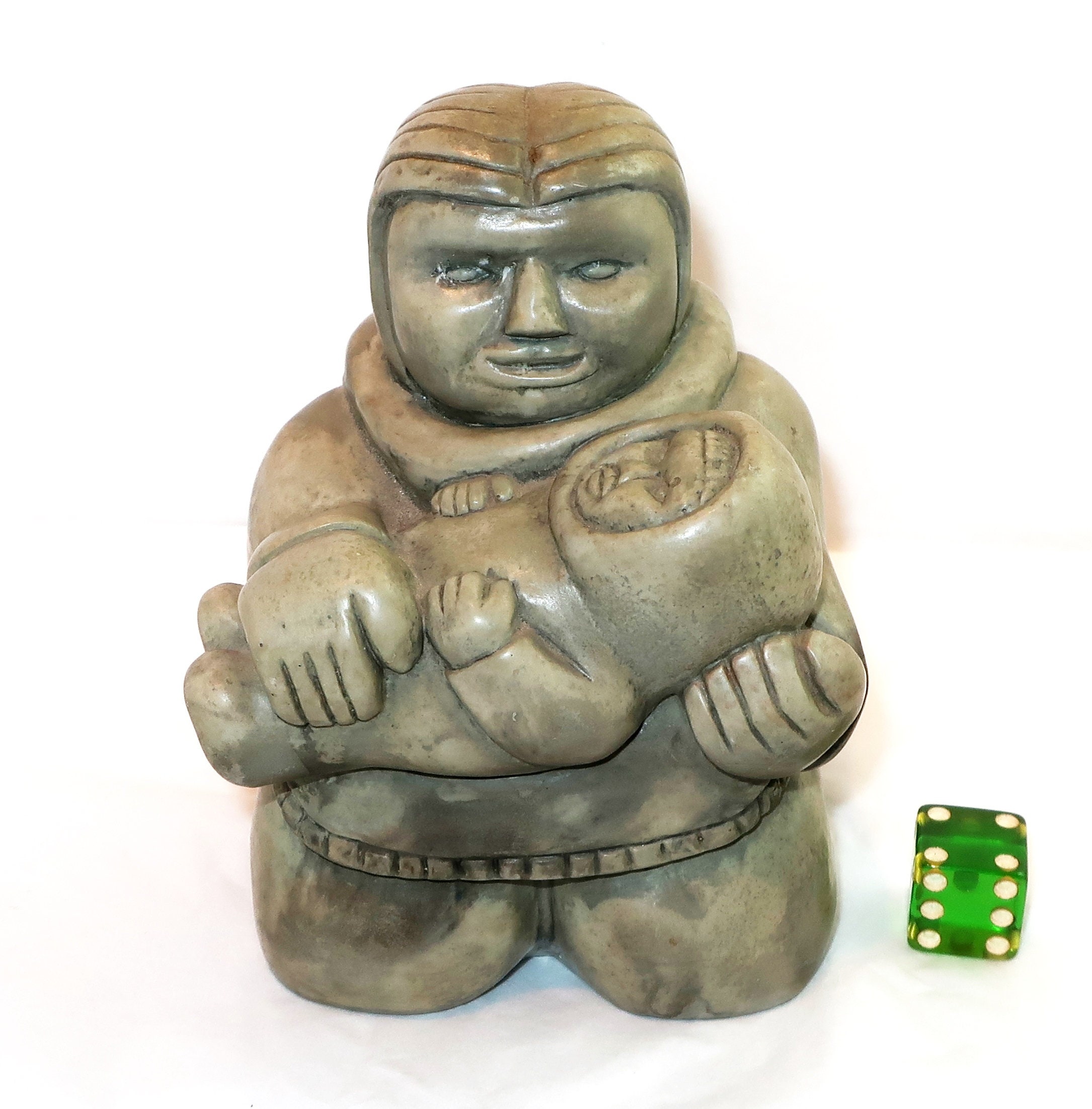 1970's INUIT MOTHER & CHILD Sculpture Figure Made in Canada