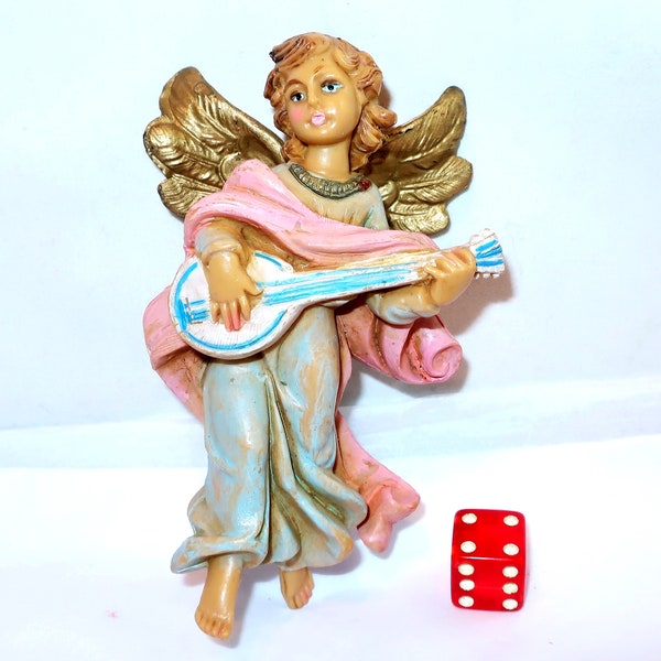 FONTANINI ANGEL Playing the FLUTE  4.5 inch Nativity Accessory Resin Polymer Made in Italy Vintage Christmas Ornament Collector Lover Gift