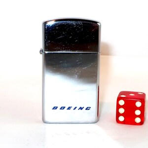 BOEING ZIPPO LIGHTER Silver Chrome Slim Case Boeing Company BOEING ZIPPO LIGHTER Silver Chrome Slim Case Boeing Company