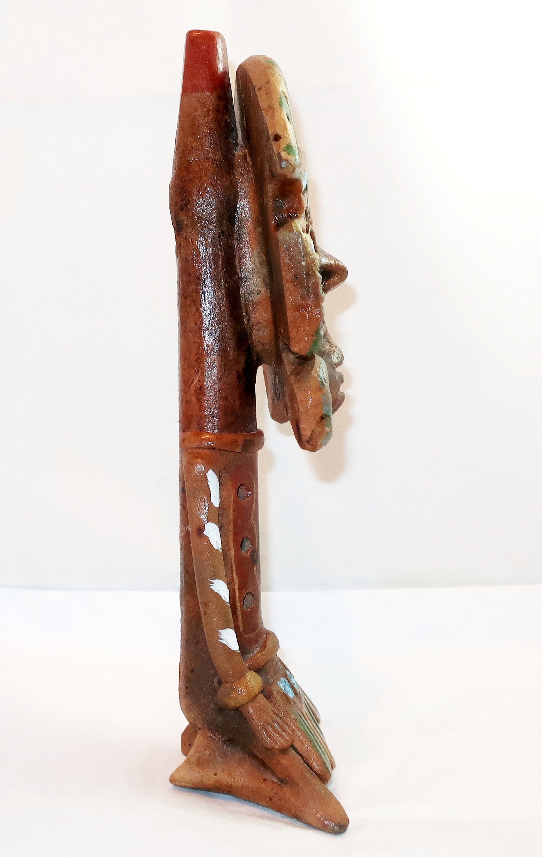 AZTEC MAYAN Figural Flute Vintage Mexican Hand Sculpted Folk Art ...