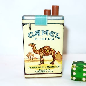CAMEL CIGARETTES LIGHTER Promotional Advertising Camel Filters Pack Push  Down Light Give Away Metal Vintage Made Korea Lover Collector Gift