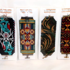 PULSERA DE CUENTAS CON DECORACIÓN Vintage de Old Hippies & Art Jewelry, brazalete ancho, CÓDIGO: Black Widow Spider Rock Camo, regalo geométrico para amantes de la colección