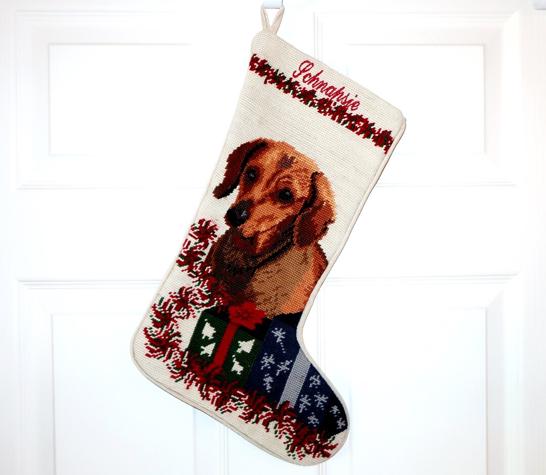 18in DACHSHUND SCHNAPSIE NEEDLEPOINT Christmas Stocking Doxie Etsy