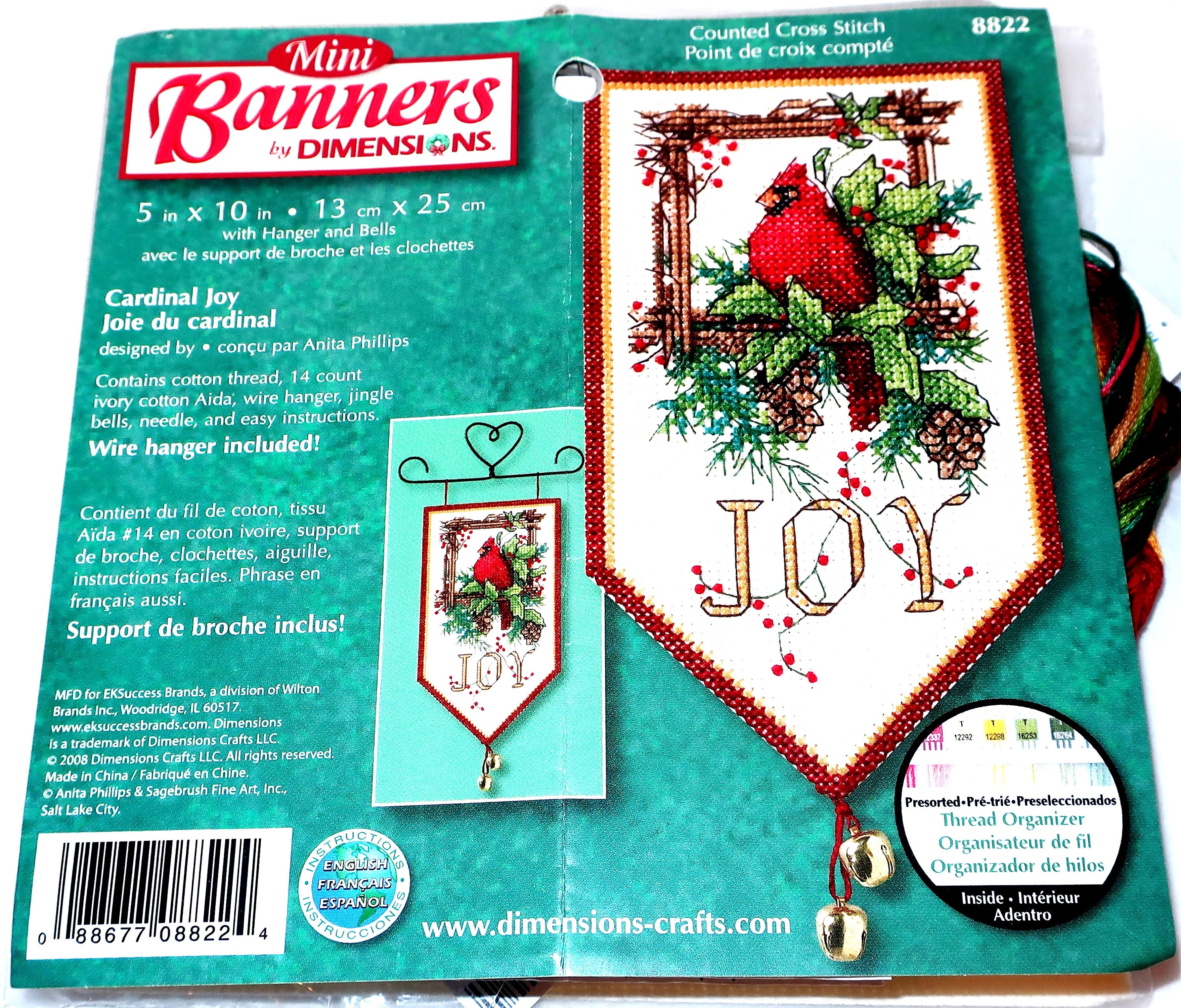 Dimensions 8822 Banners Cardinal Joy Mini Holiday Counted Cross Stitch Kit