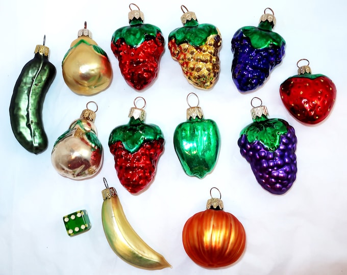 12 FRUIT ASSORTMENT Figural Blown Glass Christmas Ornaments Etsy