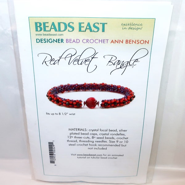 RED VELVET BANGLE Bead Crochet DiY Craft Jewelry Kit By Designer Ann Benson Beads East Easy To Wear Roll On Bracelet  Lover Collector Gift