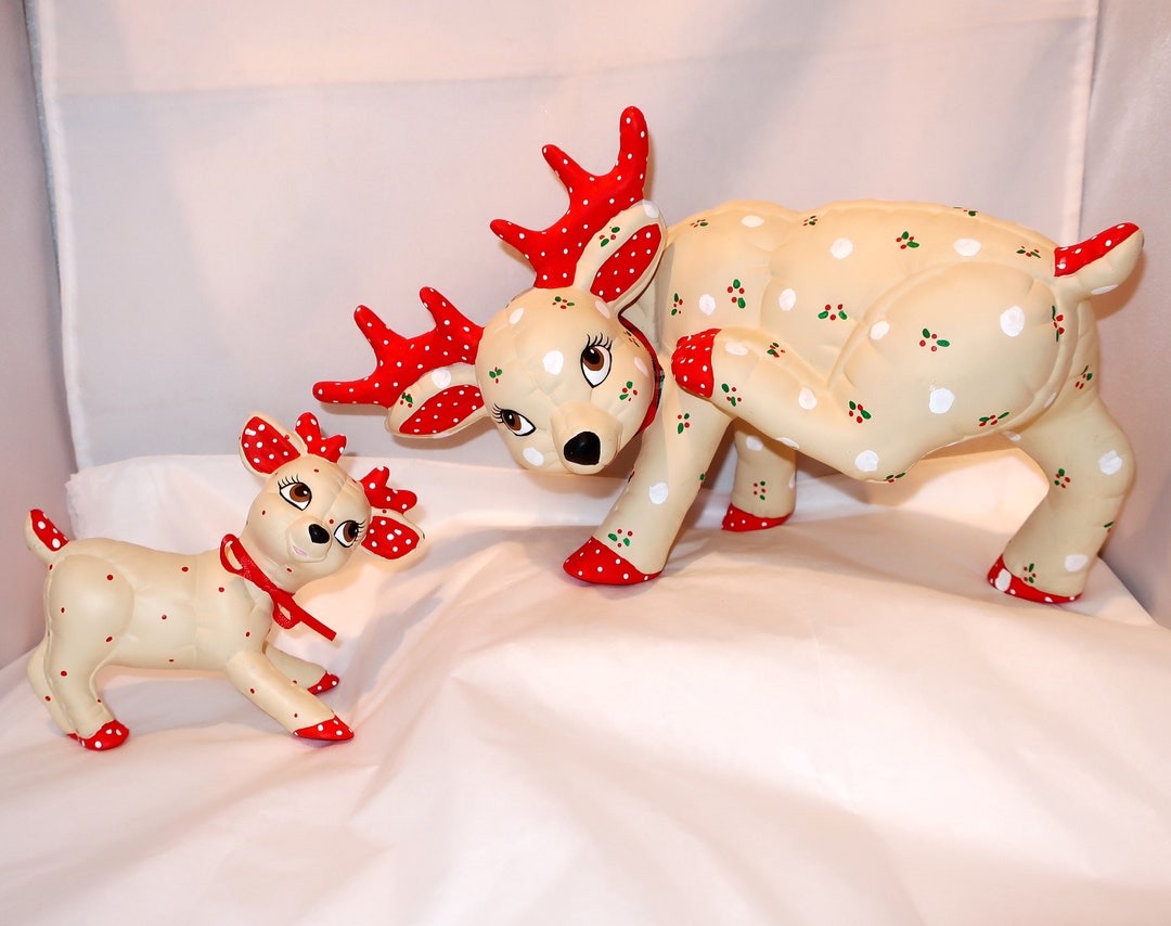 CERAMIC REINDEER & FAWN Kimple Mold Hand Craft Painted Large Etsy