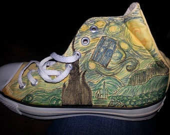 Hand Painted "Doctor Who: Exploding TARDIS" Converse