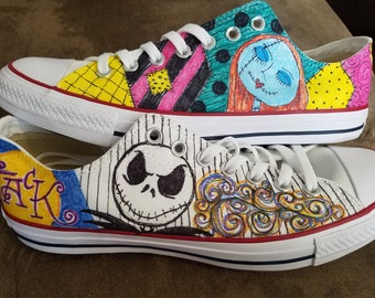 Hand painted Jack and Sally Converse