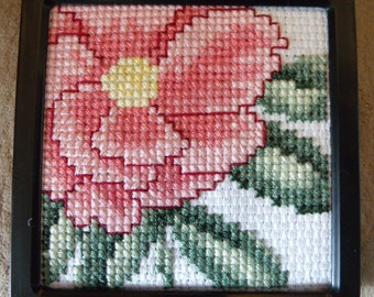 Pink Camellia Flower Cross Stitch