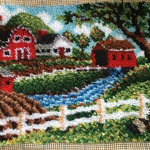 Farm Country Fields Landscape Latch Hook - Finished Product