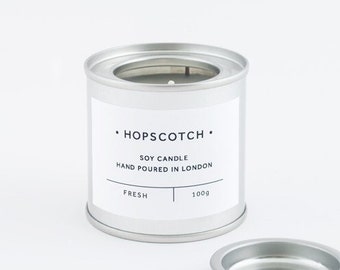 Fresh Scented Vegan Candle — Hopscotch Candle Mini — Hand-poured 100% Soy Wax Container Candle