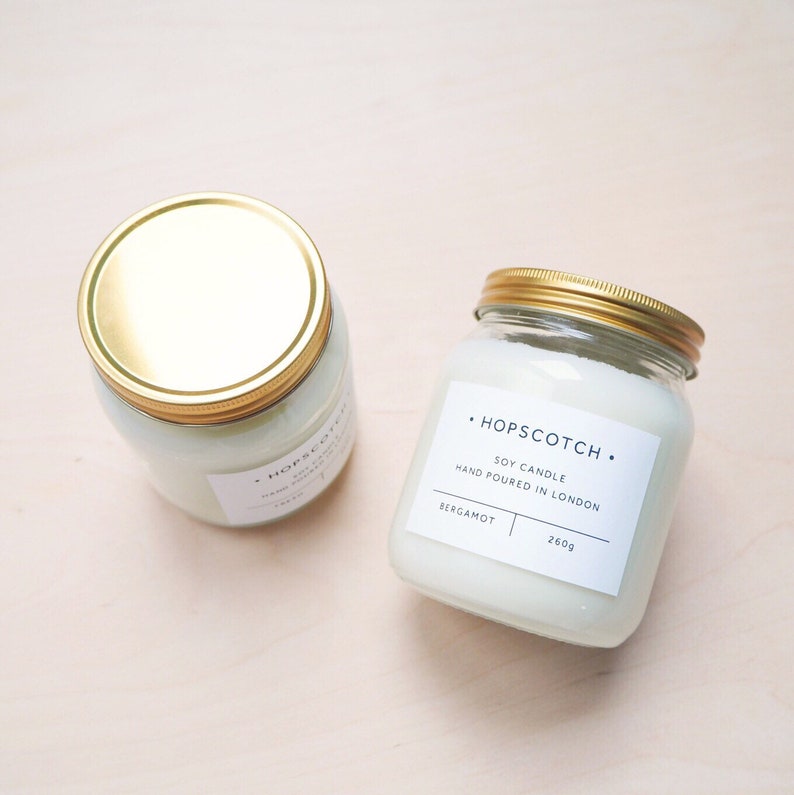 Bergamot Scented Candle \u2014 Hopscotch Candle \u2014 Home Decor Soy Candle \u2014 Perfect Gift for Her Wedding Gift Gift for Mum or Thank You Gift