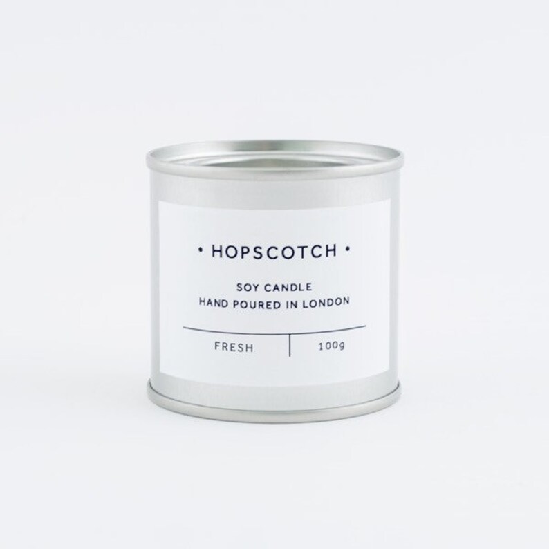 Fresh Scented Vegan Candle Hopscotch Candle Mini Hand-poured 100% Soy Wax Container Candle image 3