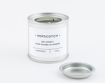 Lavender Scented Vegan Candle — Hopscotch Candle Mini — Hand-poured 100% Soy Wax Container Candle