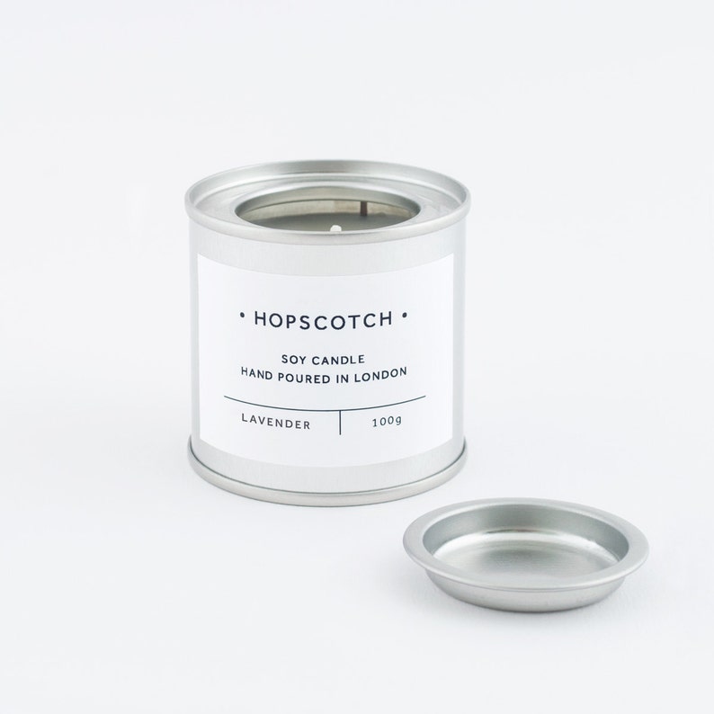 Lavender Scented Vegan Candle Hopscotch Candle Mini Hand-poured 100% Soy Wax Container Candle image 1