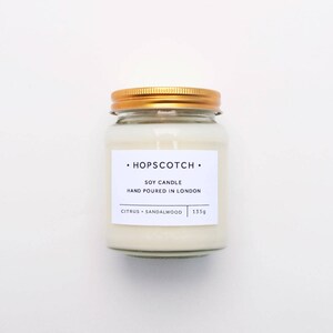 Citrus Sandalwood Scented Candle Hopscotch Candle Soy Candle Perfect Gift for Her, Wedding Gift, Gift for Mum, Thank You Gift image 2
