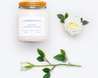 Rose Scented Candle — Hopscotch Candle — Home Decor Soy Candle — Perfect Gift for Her, Wedding Gift, Gift for Mum or Thank You Gift