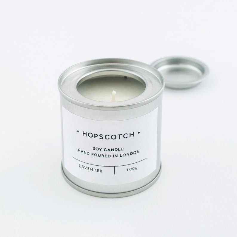 Lavender Scented Vegan Candle Hopscotch Candle Mini Hand-poured 100% Soy Wax Container Candle image 3