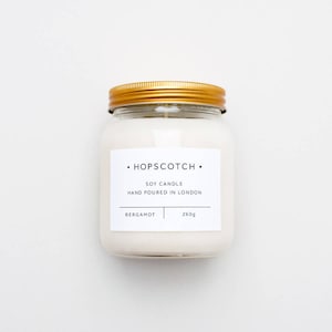 Bergamot Scented Candle — Hopscotch Candle — Home Decor Soy Candle — Perfect Gift for Her, Wedding Gift, Gift for Mum or Thank You Gift