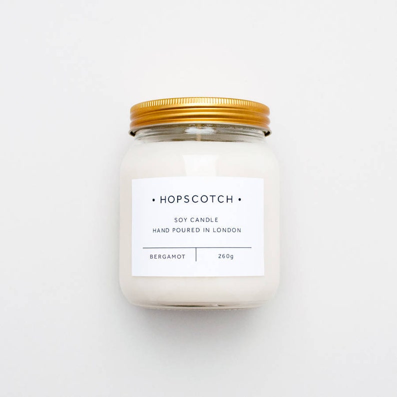 Bergamot Scented Candle \u2014 Hopscotch Candle \u2014 Home Decor Soy Candle \u2014 Perfect Gift for Her Wedding Gift Gift for Mum or Thank You Gift