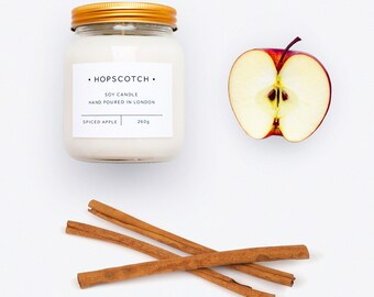 Spiced Apple Scented Candle — Hopscotch Candle — Home Decor Soy Candle — Perfect Gift for Her, Wedding Gift, Gift for Mum or Thank You Gift