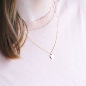 Gold Disc Necklace on a 14k Gold Filled Chain minimal geometric necklace image 3