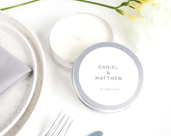 Custom Wedding Favour Candles — Hand-poured Personalised Wedding Favour Soy Candles — Design B