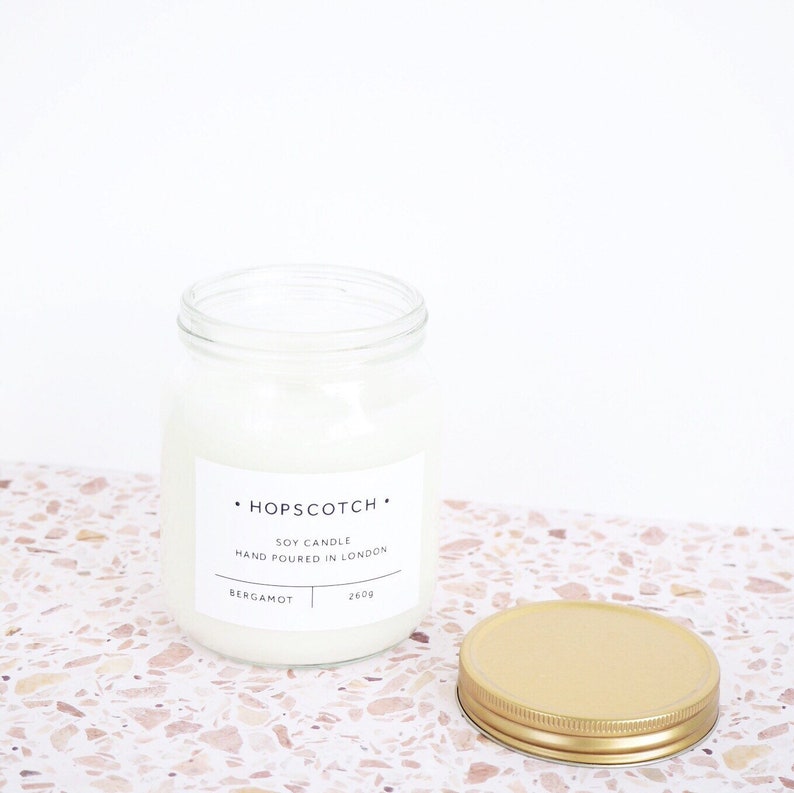 Bergamot Scented Candle Hopscotch Candle Home Decor Soy Candle Perfect Gift for Her, Wedding Gift, Gift for Mum or Thank You Gift image 2